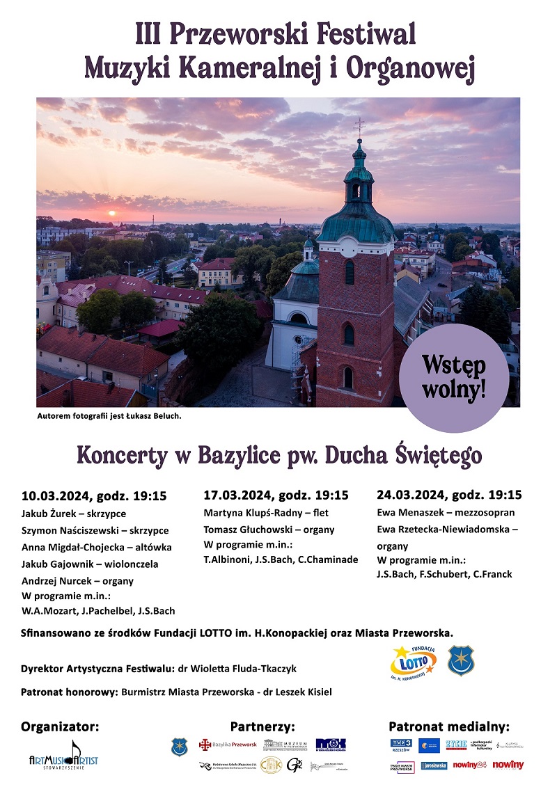 Przeworski Festiwal Muzyki Kameralnej i Organowej festival 2024 plakat 20.02