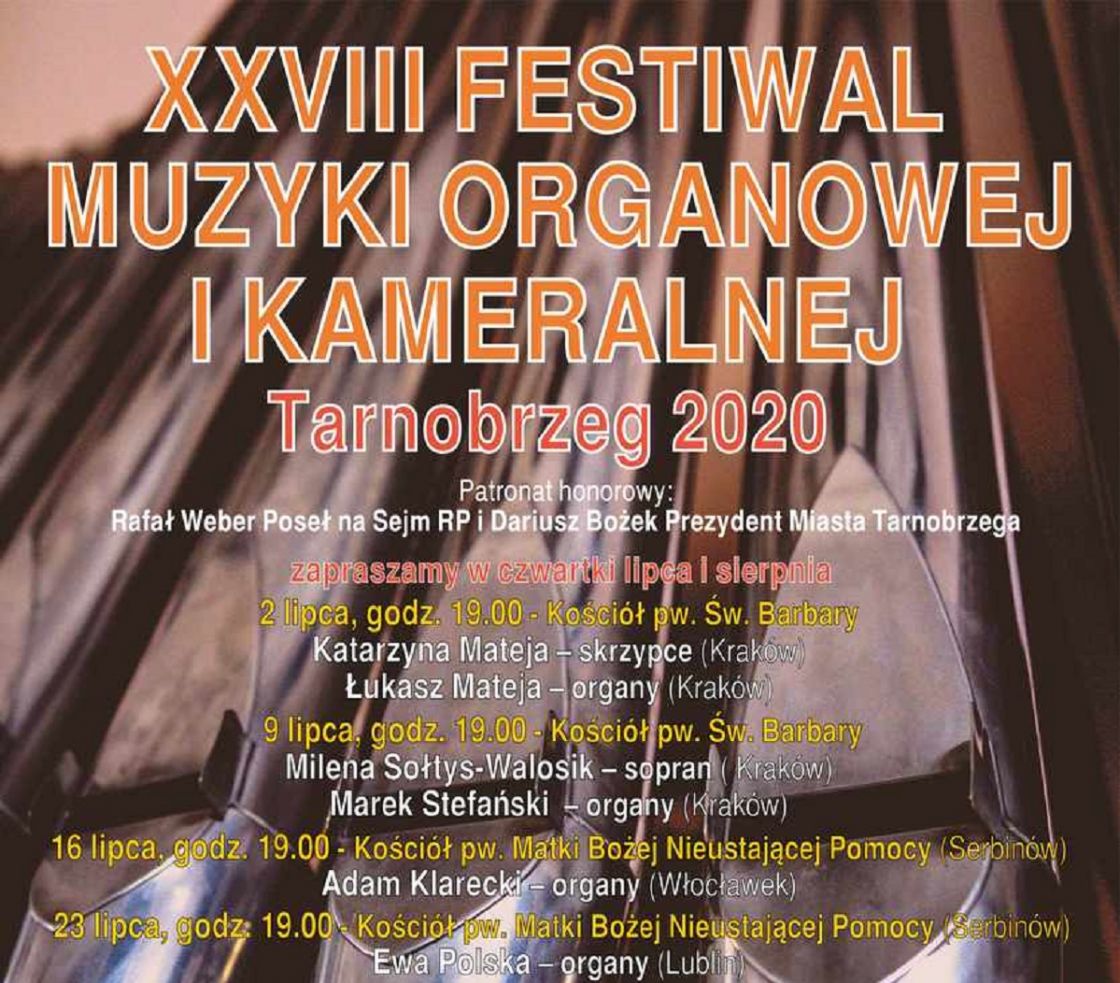 XXVIII FESTIWAL MUZYKI ORGANOWEJ I KAMERALNEJ TARNOBRZEG 2020