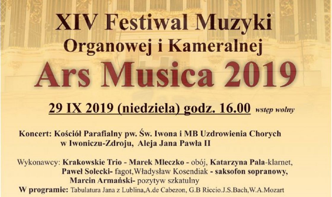 XIV Festiwal Muzyki Organowej i Kameralnej &quot;Ars Musica&quot;