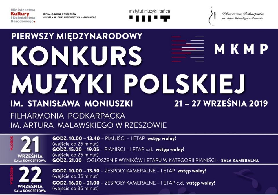 Międzynarodowy Konkurs Muzyki Polskiej im. Stanisława Moniuszki w Rzeszowie - program