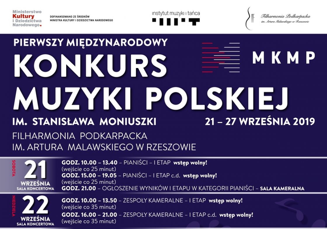 Międzynarodowy Konkurs Muzyki Polskiej im. Stanisława Moniuszki w Rzeszowie - program