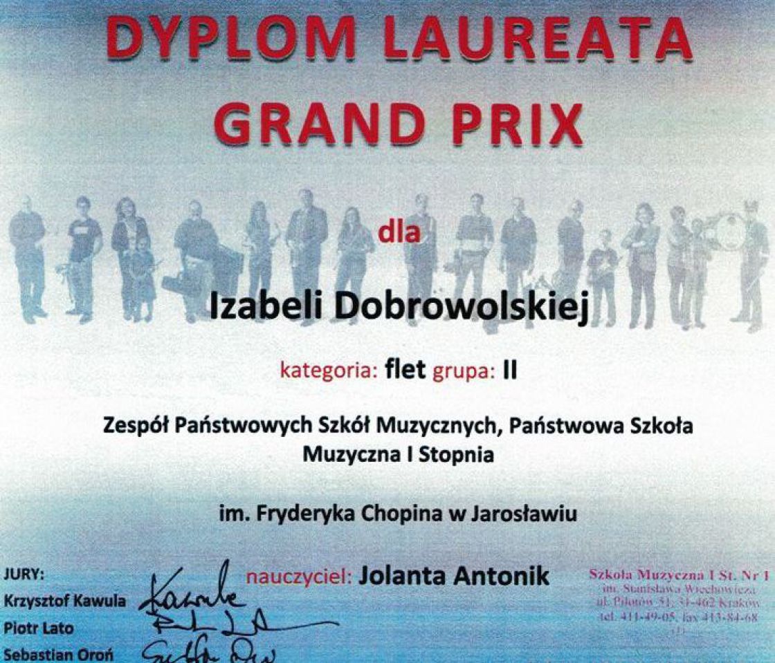 I miejsce i Grand Prix dla Izabeli Dobrowolskiej z ZPSM w Jarosławiu