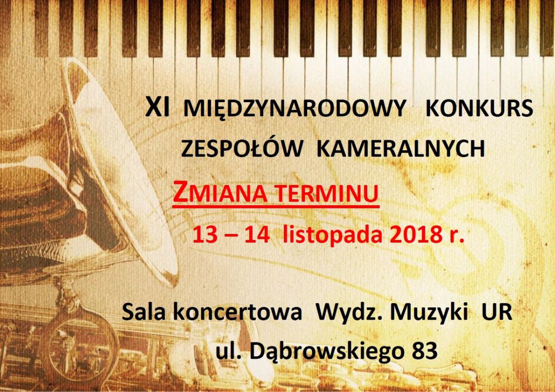 Konkurs Zespołów  Kameralnych - zmiana terminu