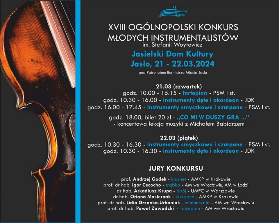 XVIII Ogólnopolski Konkurs Młodych Instrumentalistów