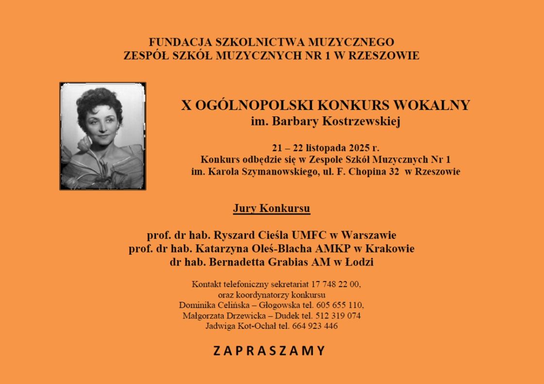X Ogólnopolski Konkurs Woklany im. B. Kostrzewskiej - ZSM nr 1 im. K. Szymanowskiego w Rzeszowie