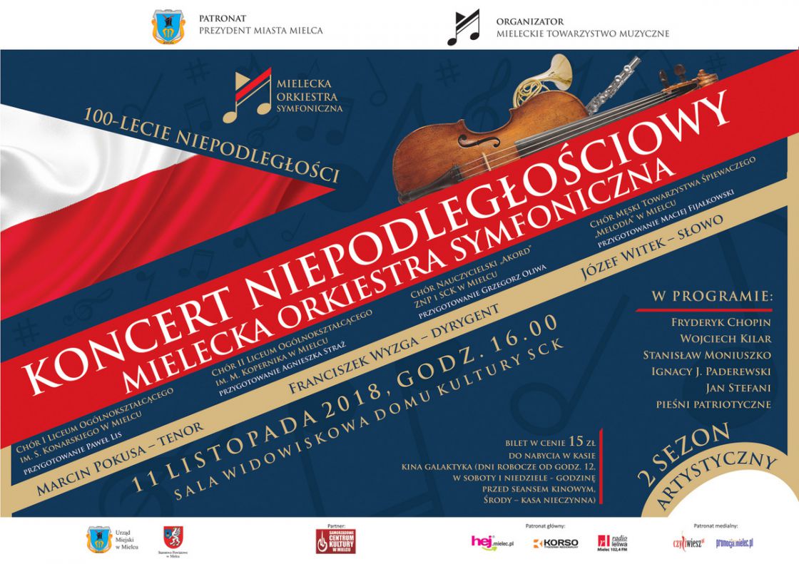 Koncert Niepodległościowy Mieleckiej Orkiestry Symfonicznej pod dyrekcją Franciszka Wyzgi