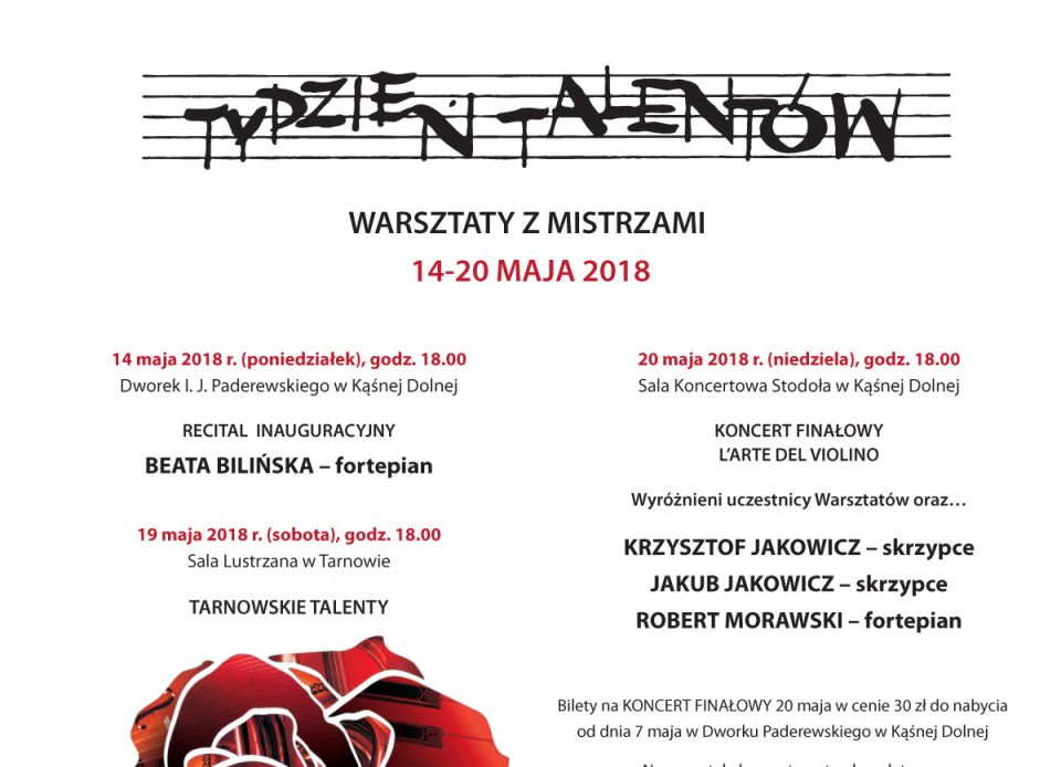 Tydzień Talentów i Warsztaty z Mistrzami w Kąśnej Dolnej