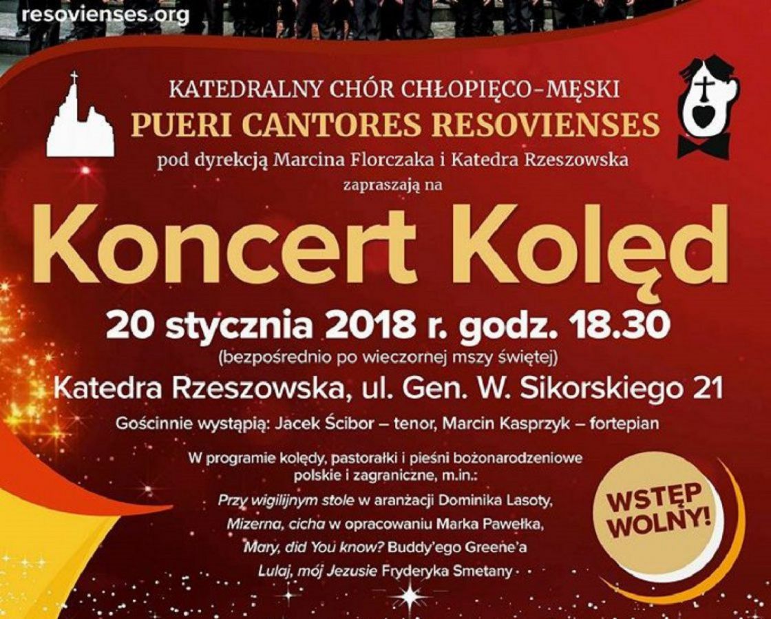 PUERI CANTORES RESOVIENSES ZAPRASZA NA KONCERT KOLĘD