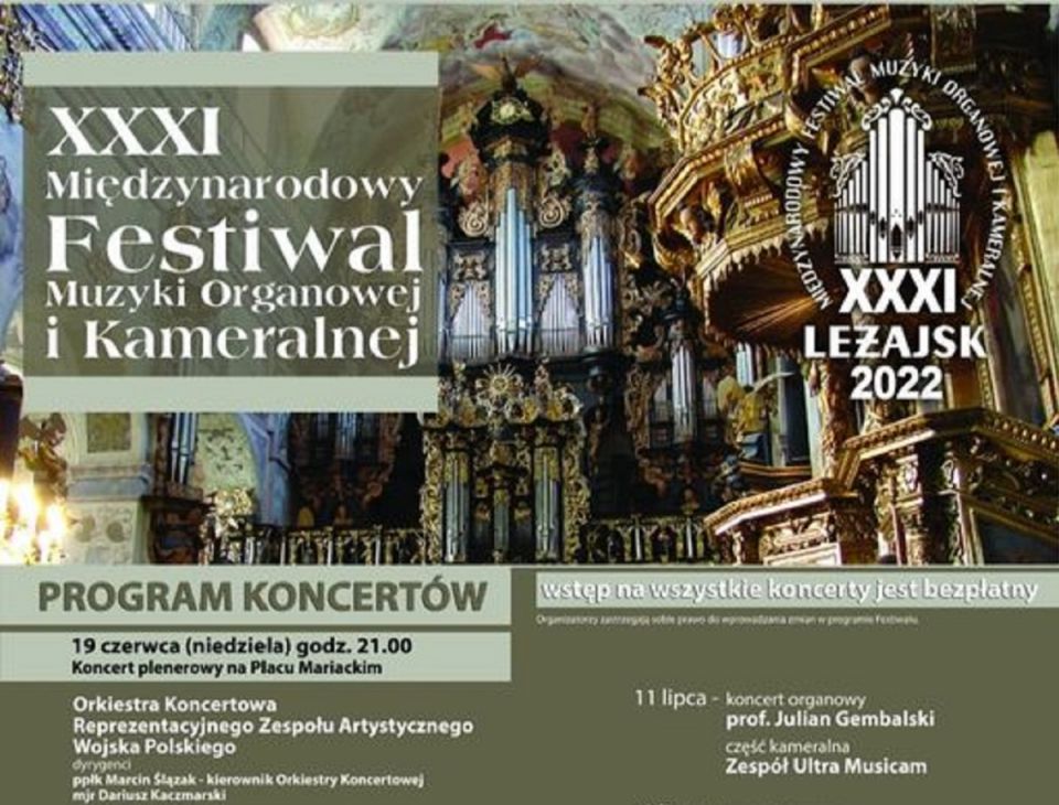 XXXI Międzynarodowy Festiwal Muzyki Organowej i Kameralnej w Leżajsku
