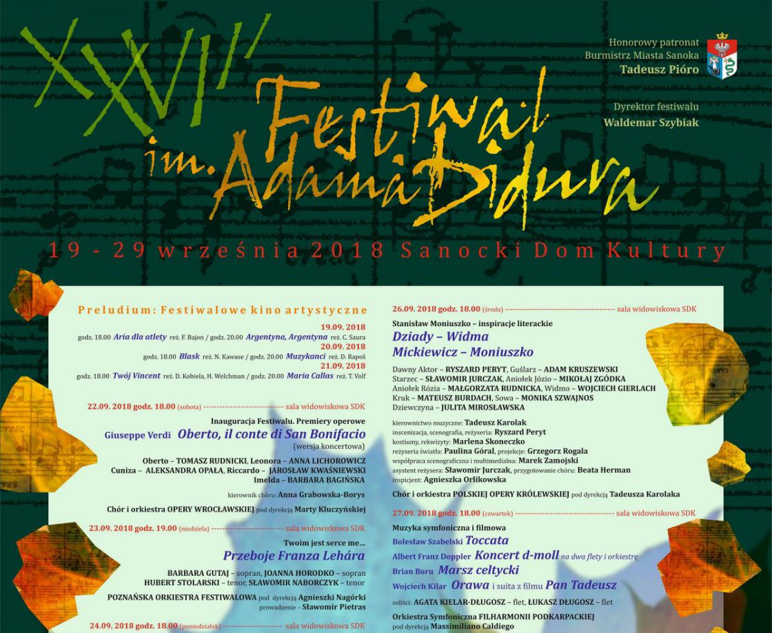 XXVIII Festiwal im. Adama Didura w Sanoku - program